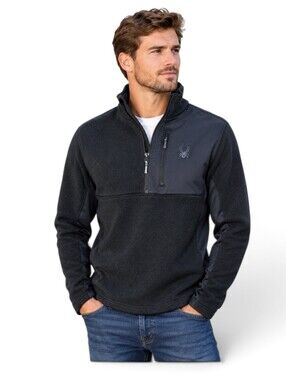 Spyder Men’s Black Half-Zip Fleece Pullover